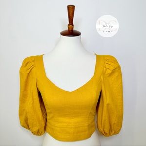 EXPRESS Cropped Blouse Mustard Size XS